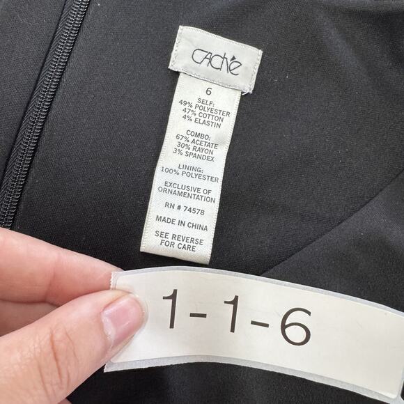 Cache Dress Womens Size 6 Black Sheath Cocktail Party Formal Classic - Picture 3 of 6